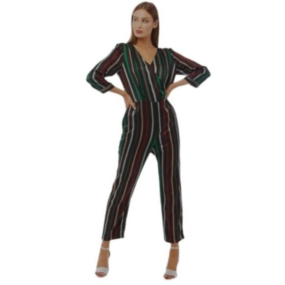 Ted Baker Sileza Striped Black/Multi-stripe Jumpsuit Size 4 - Picture 1 of 15